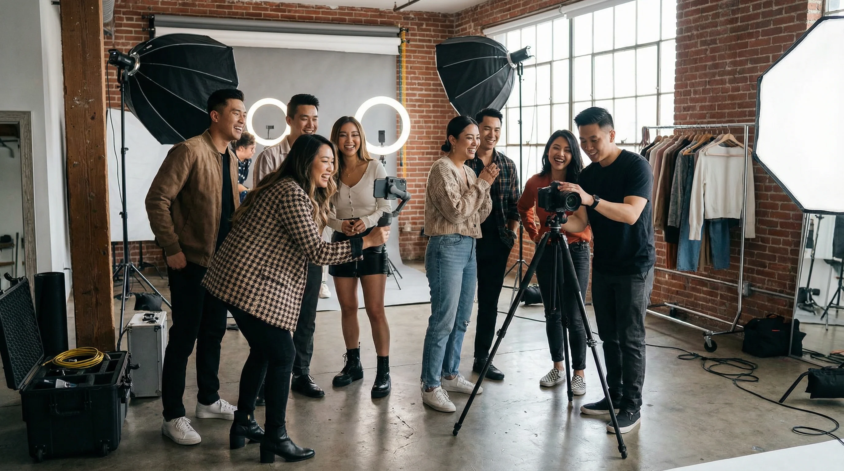 蜜桃传媒与知名网红在专业摄影棚内合作拍摄场景
